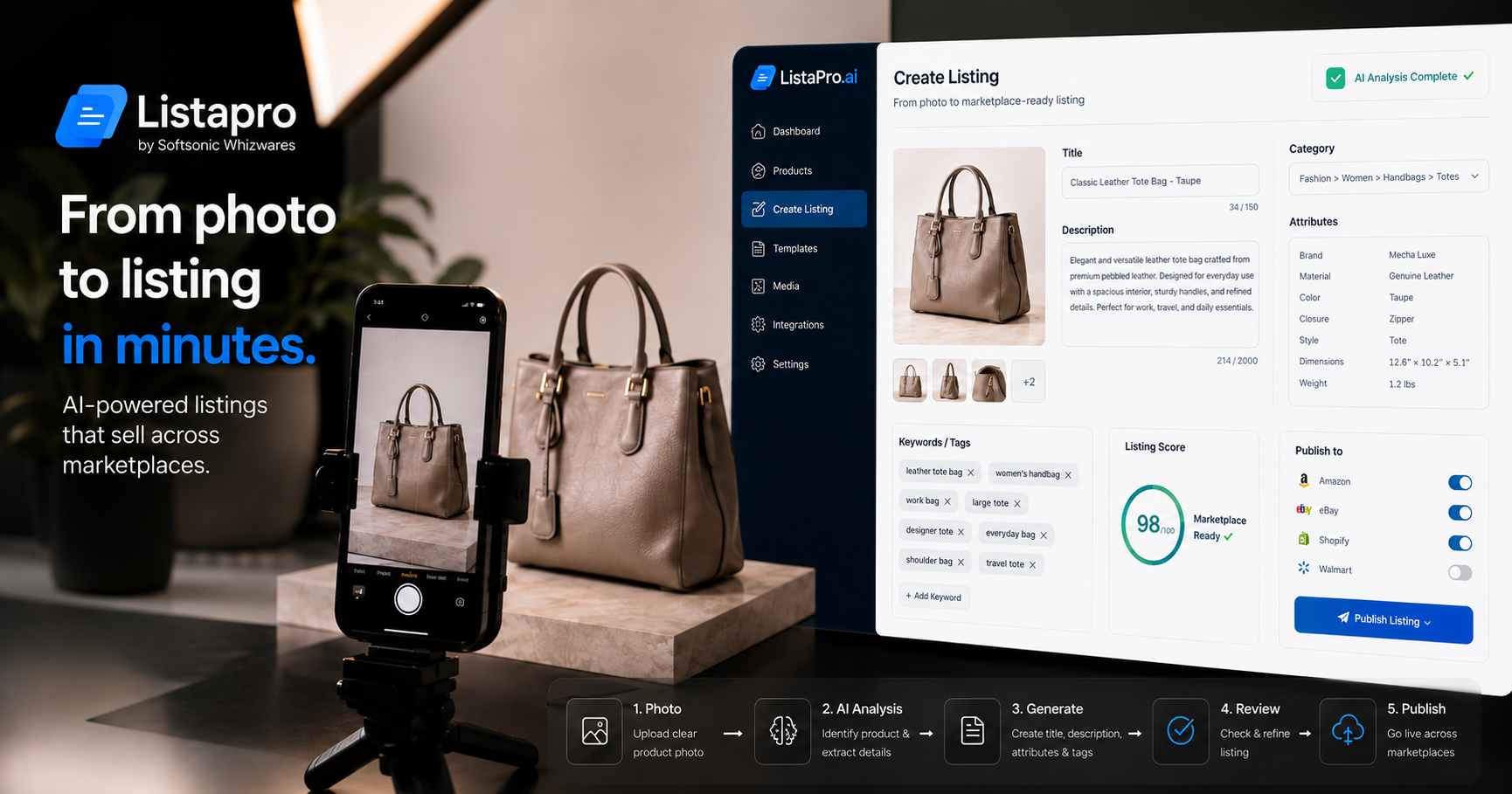 Create product listings from a photo using Lista Pro AI